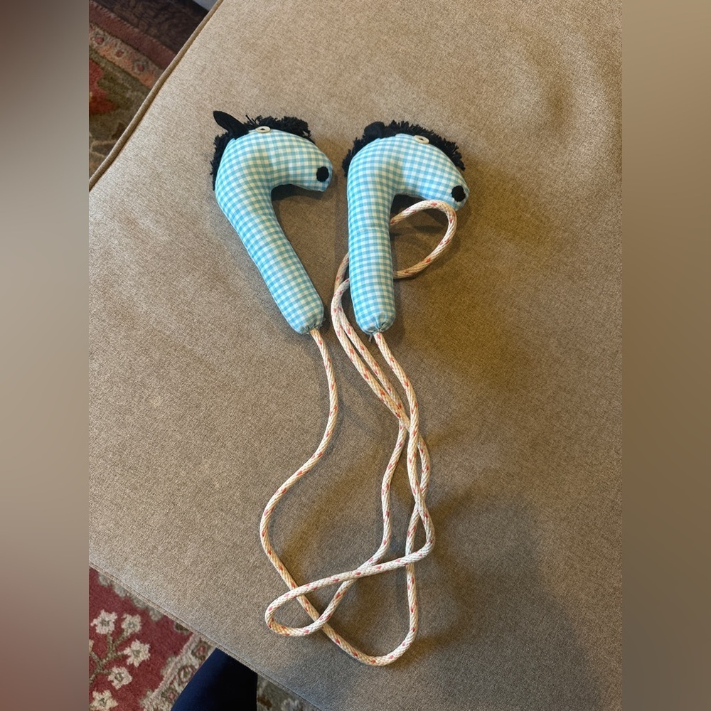 Blue Checkered hobby horse jump rope